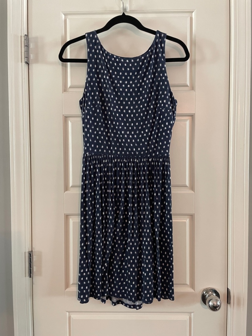 LOFT Navy Blue Sleeveless Printed Dress Cutout Back